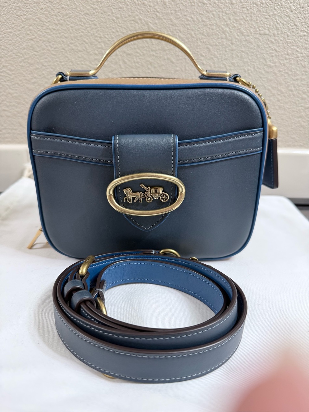 Coach 1941 Riley Lunchbox Bag Dark Denim Multi Retail $450 Excellent Condition